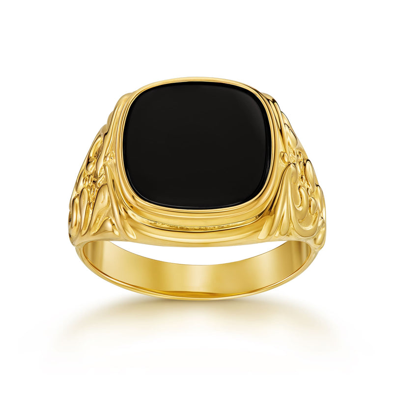 ART NOUVEAU SIEGELRING ONYX 585, 750 GOLD