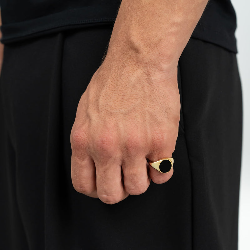 SIEGELRING ONYX OVAL 585, 750 GOLD