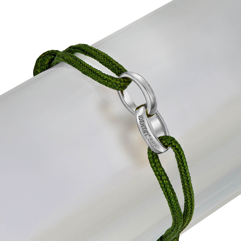 GLORY BRACELET OLIV STOFFARMBAND 585 WEIßGOLD