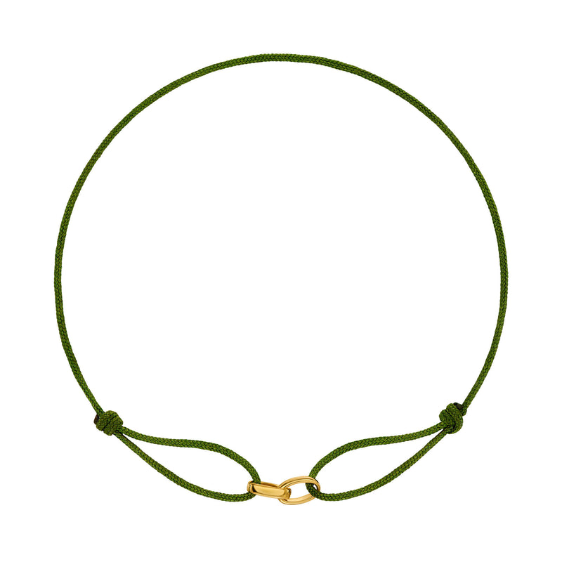 GLORY BRACELET OLIV STOFFARMBAND 585 GOLD