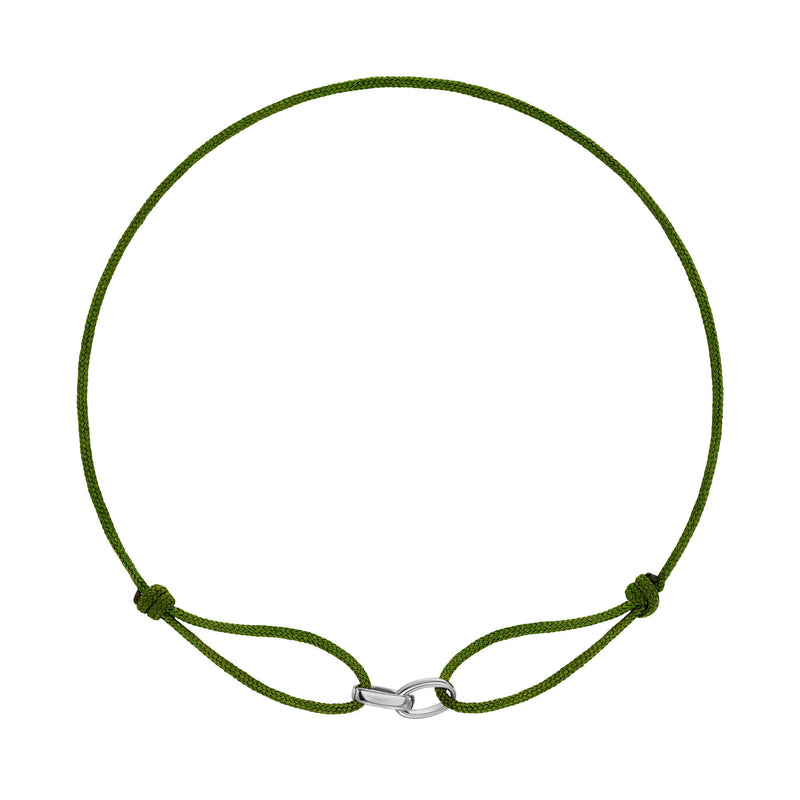 GLORY BRACELET OLIV STOFFARMBAND 585 WEIßGOLD