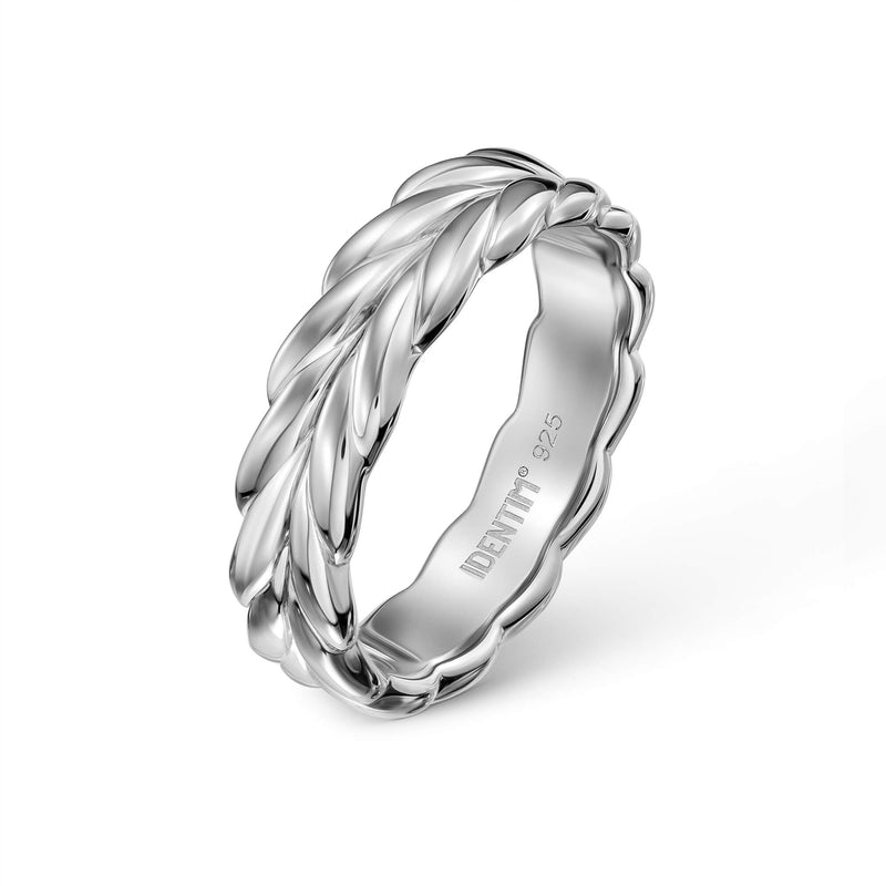 BRAIDED RING 925 SILBER RHODINIERT