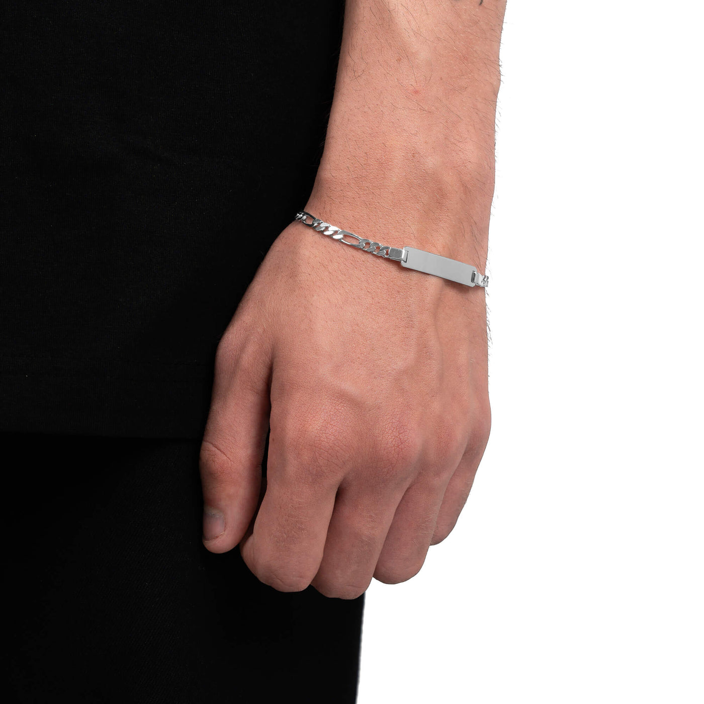 ID-ARMBAND FIGARO 925 SILBER RHODINIERT