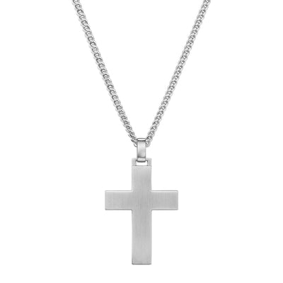 KREUZ HALSKETTE MATTIERT 925 SILBER RHODINIERT
