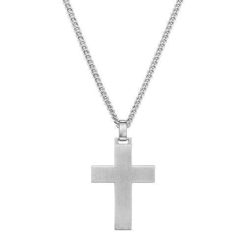 KREUZ HALSKETTE MATTIERT 925 SILBER RHODINIERT
