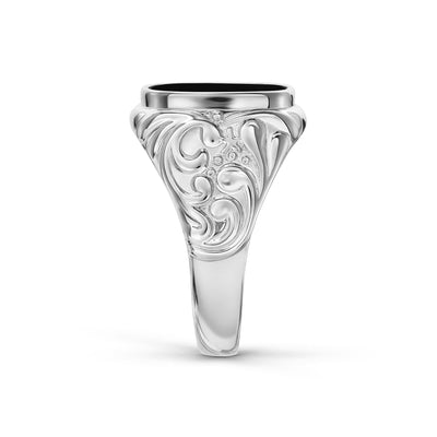 ART NOUVEAU SIEGELRING LAPIS 585, 750 WEIßGOLD, 950 PLATIN