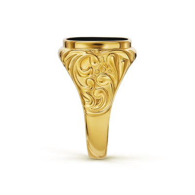 ART NOUVEAU SIEGELRING MALACHIT 585, 750 GOLD