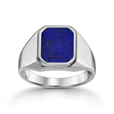 SIEGELRING LAPIS OKTAGON 585, 750 WEIßGOLD, 950 PLATIN