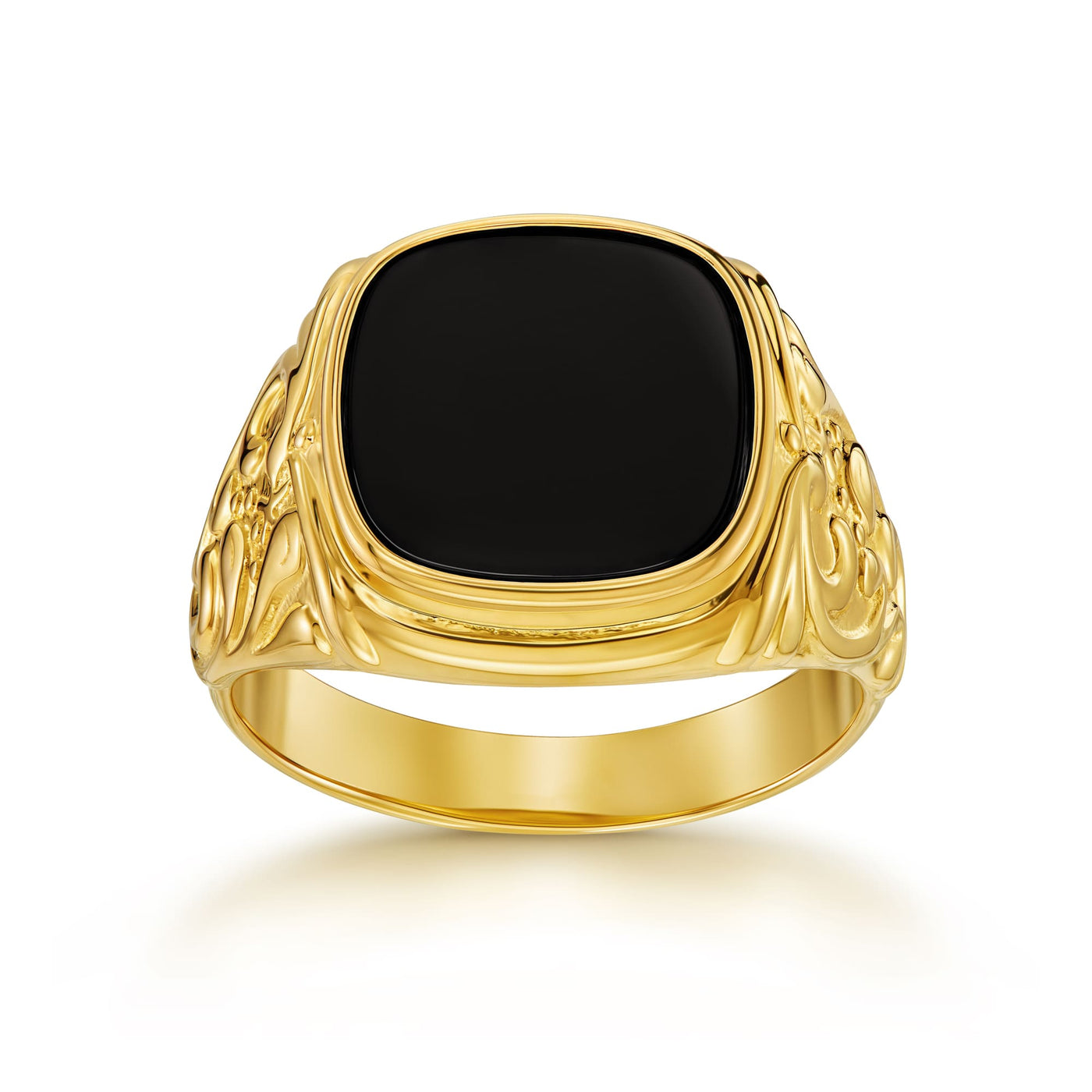 ART NOUVEAU SIEGELRING ONYX 585, 750 GOLD