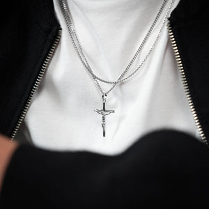 KREUZ HALSKETTE VENEZIANERKETTE SET 925 SILBER RHODINIERT - IDENTIM®