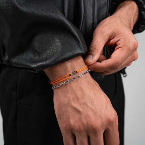 GLORY BRACELET ORANGE STOFFARMBAND 585 WEIßGOLD