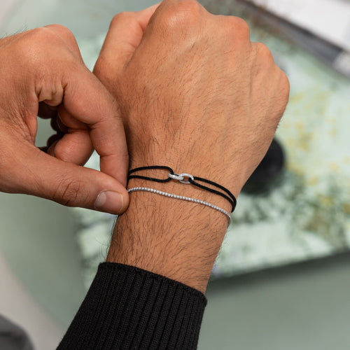 BRILLIANCE BRACELET STOFFARMBAND 585 WEISSGOLD LAB DIAMANTEN