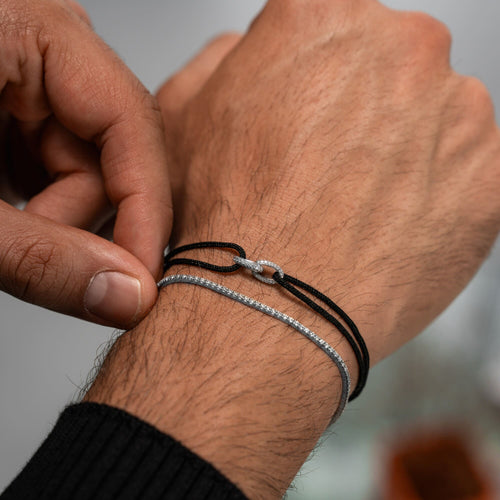 BRILLIANCE BRACELET STOFFARMBAND 585 WEISSGOLD LAB DIAMANTEN