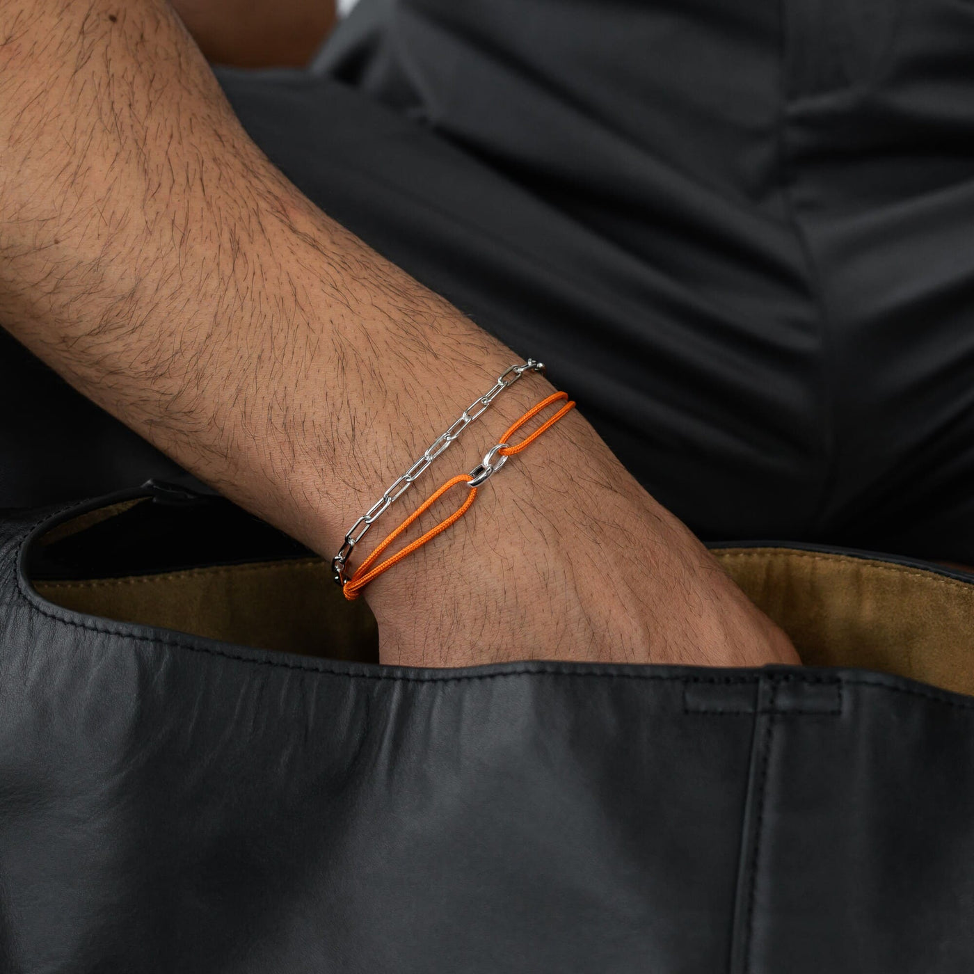 GLORY BRACELET ORANGE STOFFARMBAND 585 WEIßGOLD