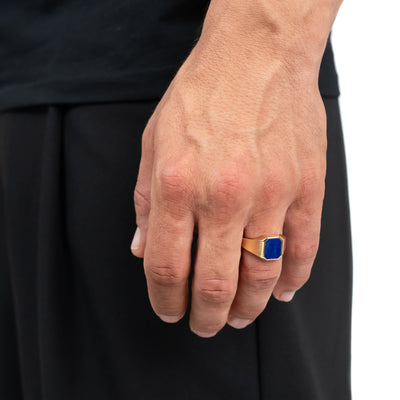 SIEGELRING LAPIS OKTAGON 585, 750 GOLD