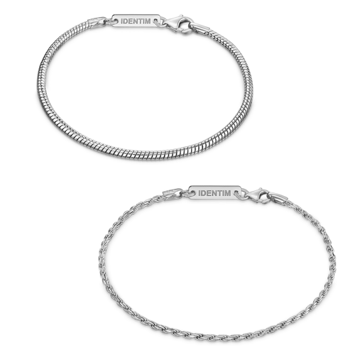 ARMBAND SET KORDEL SCHLANGE SILBERARMBAND 925 SILBER RHODINIERT