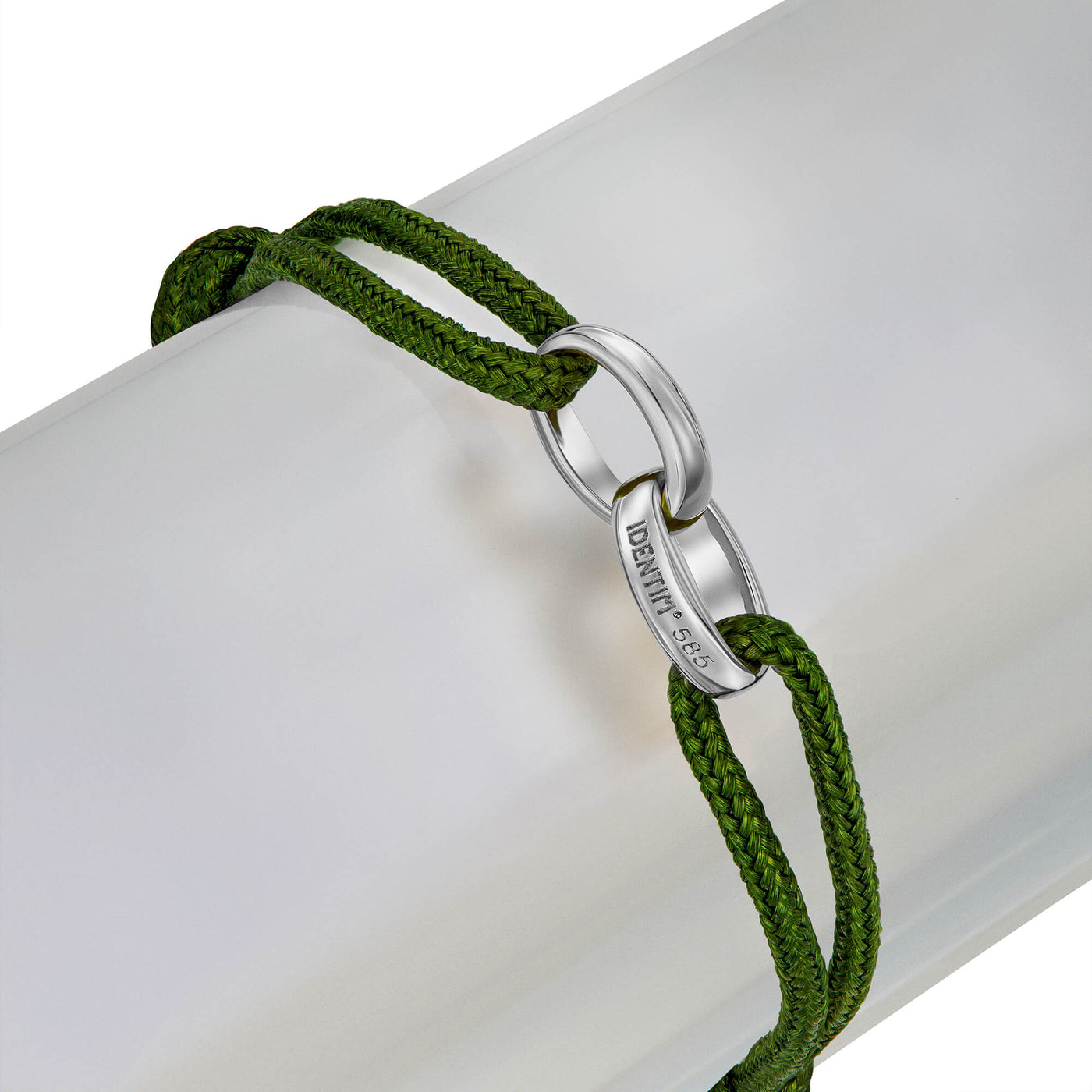GLORY BRACELET OLIV STOFFARMBAND 585 WEIßGOLD