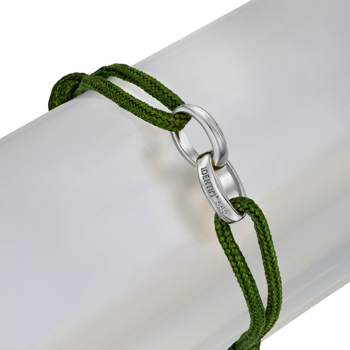 GLORY BRACELET OLIV STOFFARMBAND 585 WEIßGOLD