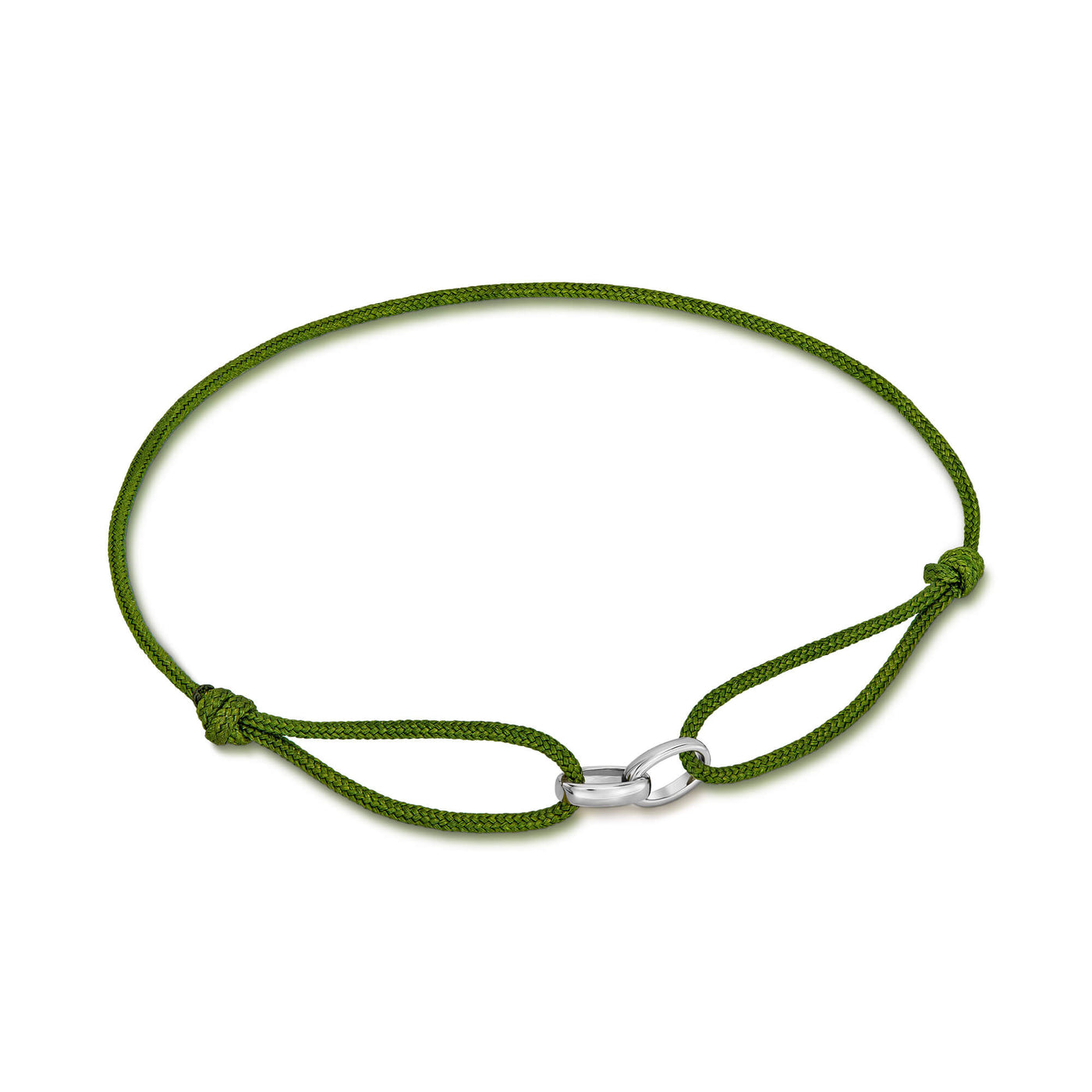 GLORY BRACELET OLIV STOFFARMBAND 585 WEIßGOLD