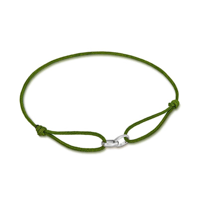 GLORY BRACELET OLIV STOFFARMBAND 585 WEIßGOLD