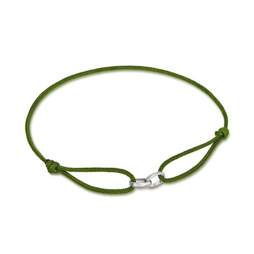 GLORY BRACELET OLIV STOFFARMBAND 585 WEIßGOLD