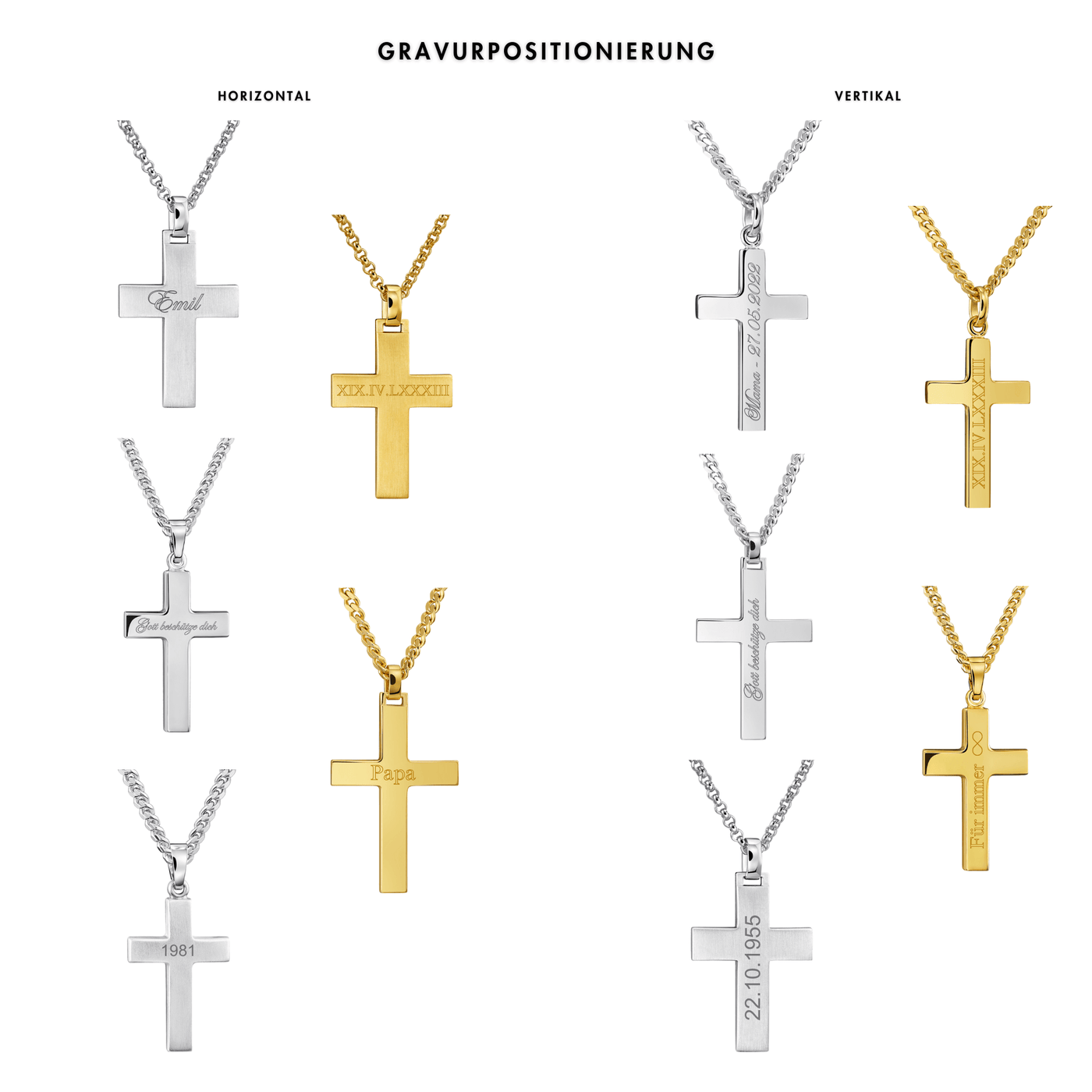 KREUZ HALSKETTE POLIERT 925 SILBER RHODINIERT