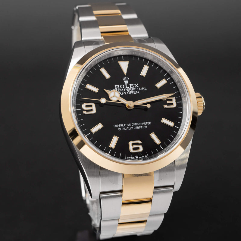 ROLEX EXPLORER 36 STAHL/GOLD - 124273 - 2023 - FULL SET - TEIL VERKLEBT - NEW