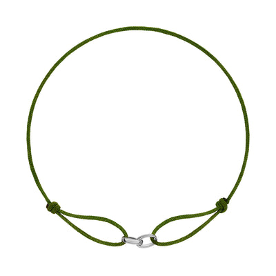 GLORY BRACELET OLIV STOFFARMBAND 585 WEIßGOLD