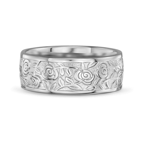 ROSEN RING 925 SILBER RHODINIERT