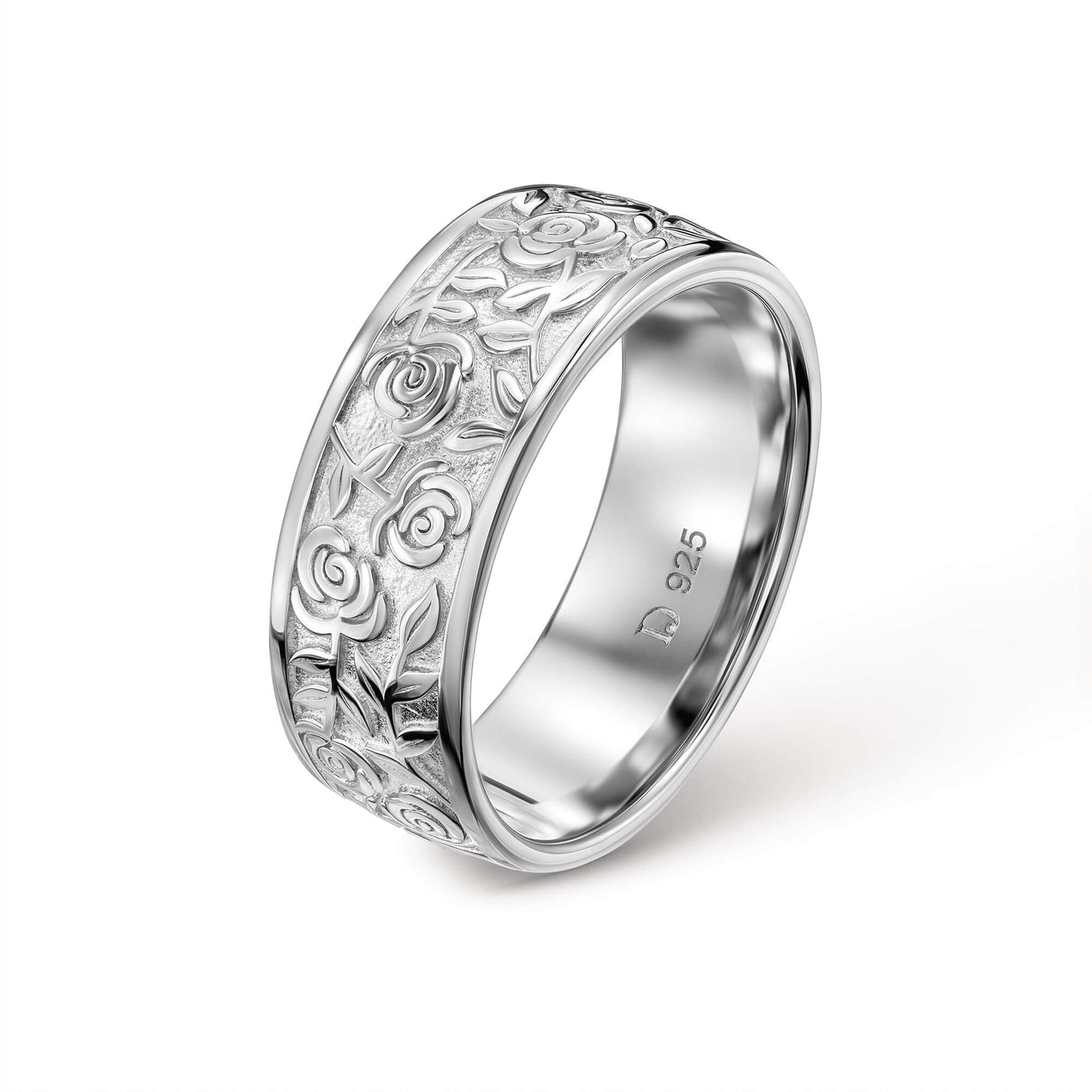 ROSEN RING 925 SILBER RHODINIERT