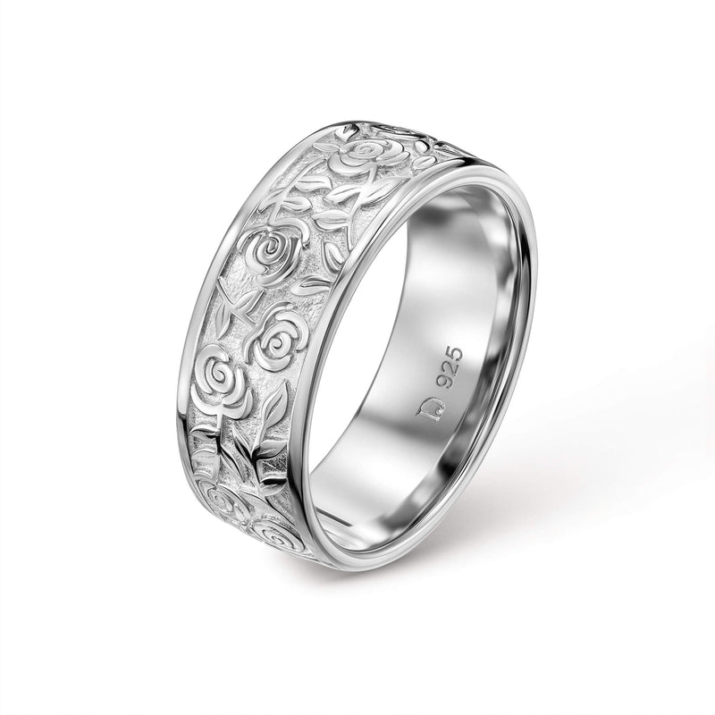 ROSEN RING 925 SILBER RHODINIERT