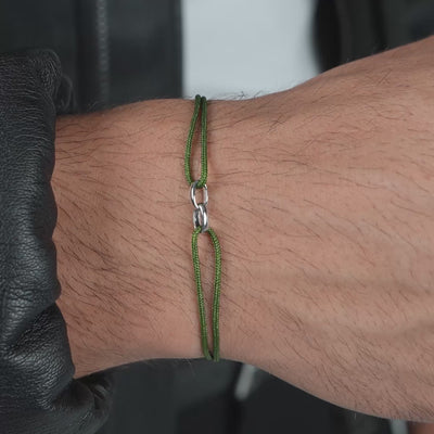GLORY BRACELET OLIV STOFFARMBAND 585 WEIßGOLD