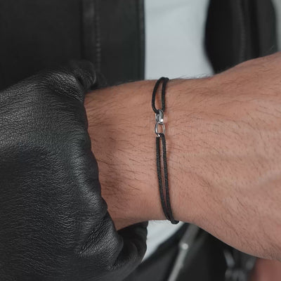 GLORY BRACELET SCHWARZ STOFFARMBAND 585 WEIßGOLD