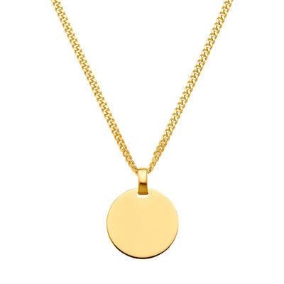 GRAVURPLATTE RUND HALSKETTE 925 SILBER 18 KARAT VERGOLDET - IDENTIM®