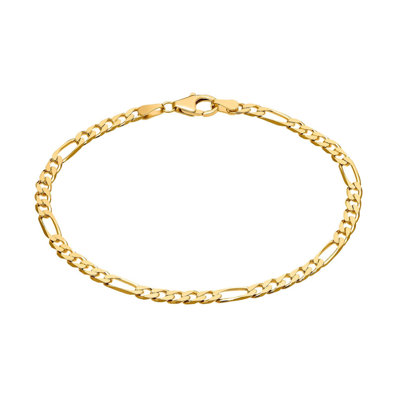 FIGAROKETTE ARMBAND 3.40MM 925 SILBER 18 KARAT GOLD VERGOLDET