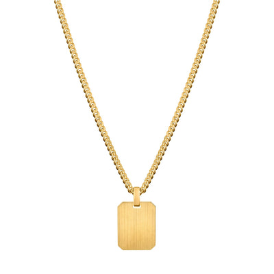 GRAVURPLATTE OKTAGON HALSKETTE 925 SILBER 18 KARAT VERGOLDET - IDENTIM®