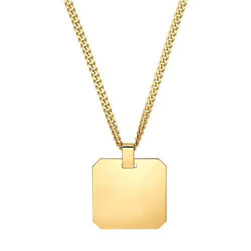 GRAVURPLATTE OKTAGON HALSKETTE 925 SILBER 18 KARAT VERGOLDET - IDENTIM®