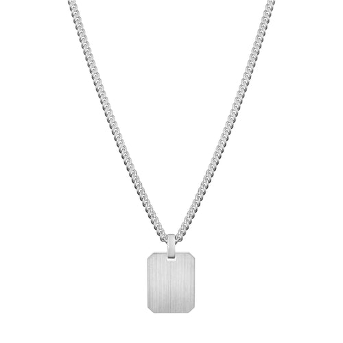 GRAVURPLATTE OKTAGON HALSKETTE 925 SILBER RHODINIERT - IDENTIM®