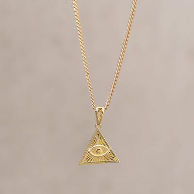 ILLUMINATI AUGE HALSKETTE 925 SILBER 18 KARAT VERGOLDET - IDENTIM®