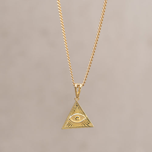 ILLUMINATI AUGE HALSKETTE 925 SILBER 18 KARAT VERGOLDET - IDENTIM®