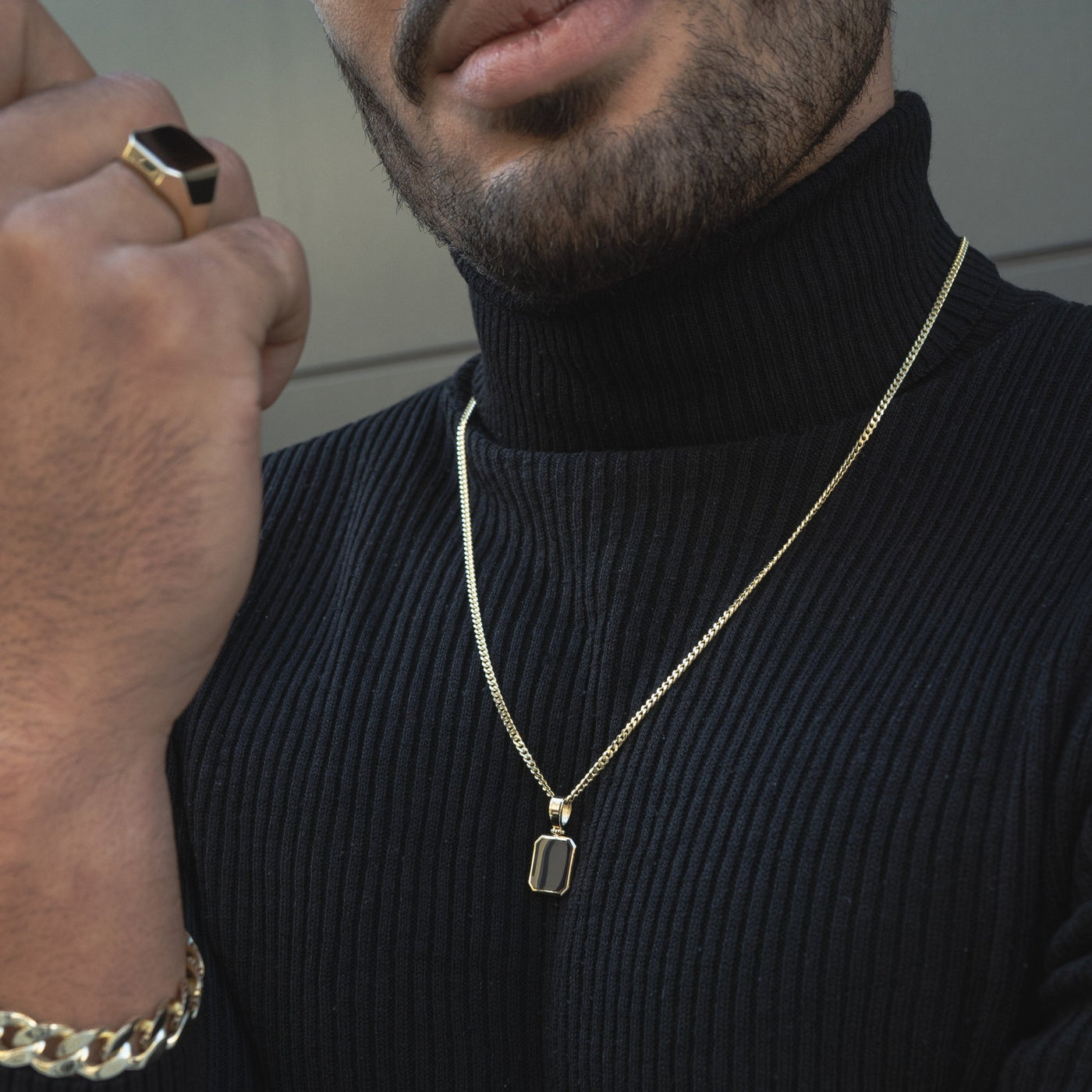 ONYX OKTAGON HALSKETTE 585 GOLD - IDENTIM®
