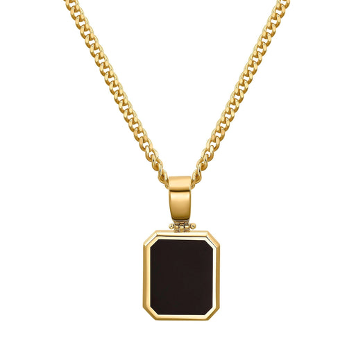 ONYX OKTAGON HALSKETTE 925 SILBER 18 KARAT VERGOLDET - IDENTIM®