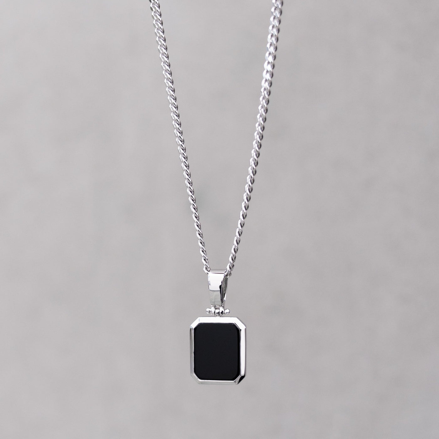 ONYX OKTAGON HALSKETTE 925 SILBER RHODINIERT - IDENTIM®