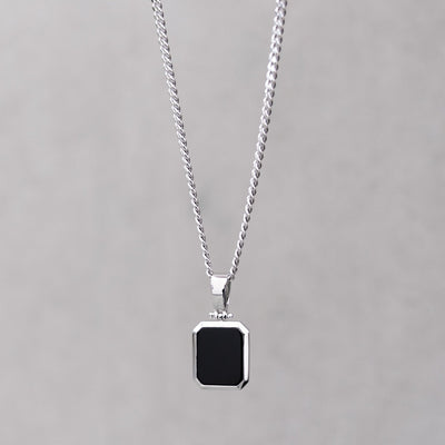 ONYX OKTAGON HALSKETTE 925 SILBER RHODINIERT - IDENTIM®
