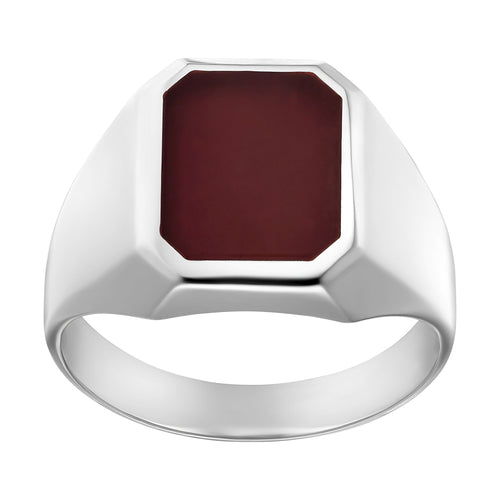 SIEGELRING ACHAT OKTAGON 925 SILBER RHODINIERT - IDENTIM®